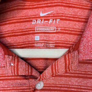 Men's Nike Red Striped Golf Dri Fit Polo Shirt Size Large Standard Fit